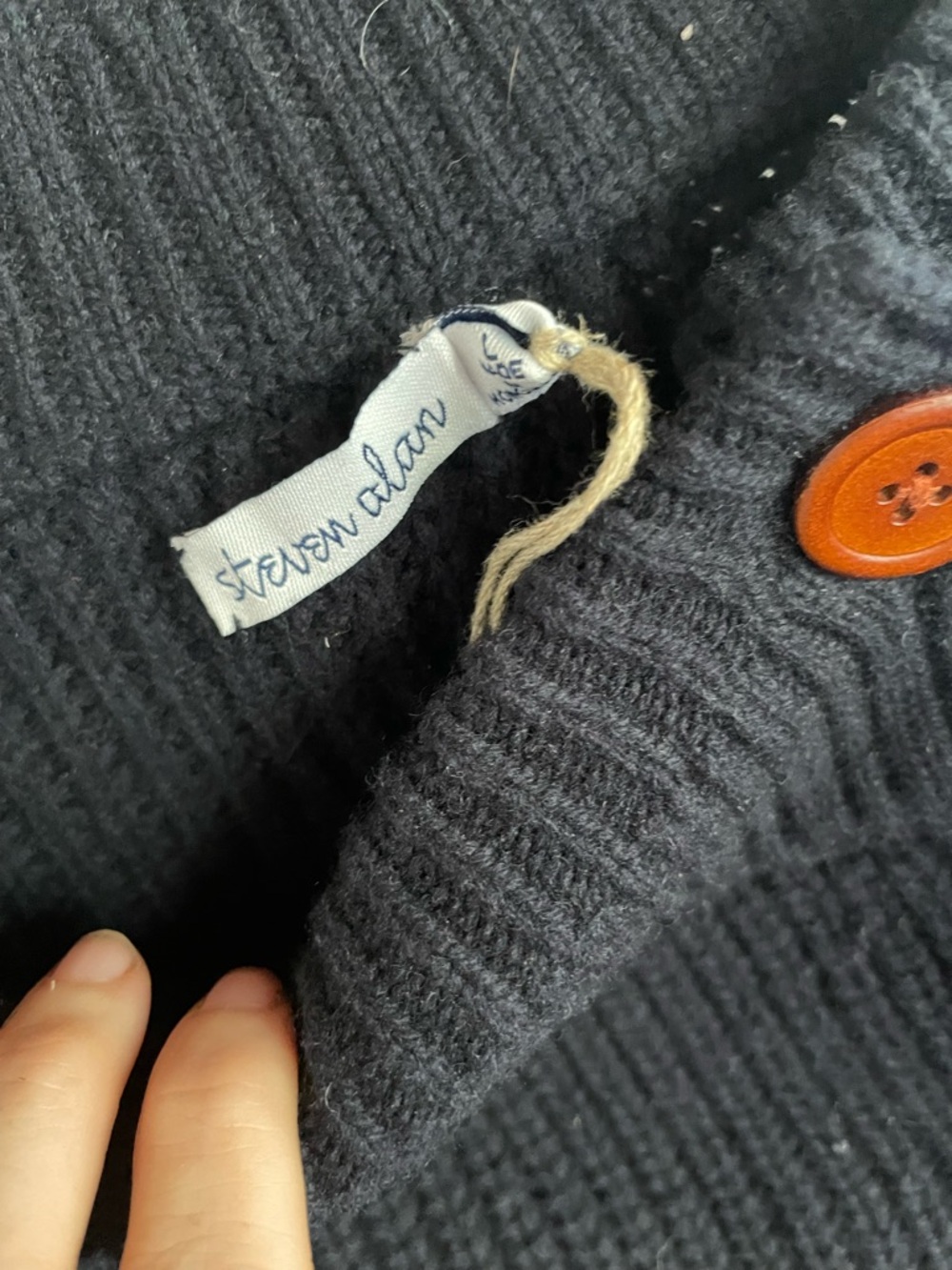 Steven Alan Navy Ribbed Button-Front Cardigan